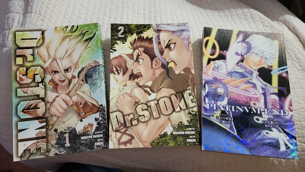 Dr. Stone & 3 Platinum End Manga Books