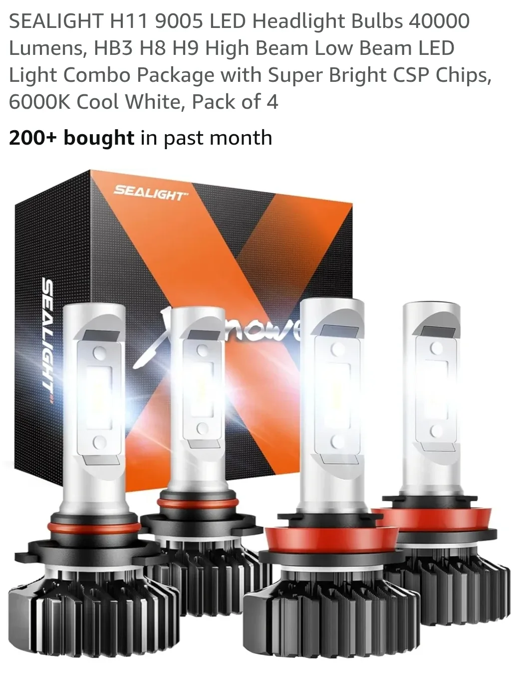 SEALIGHT H11 & 9005 LED Headlight Bulbs - Pack of 4