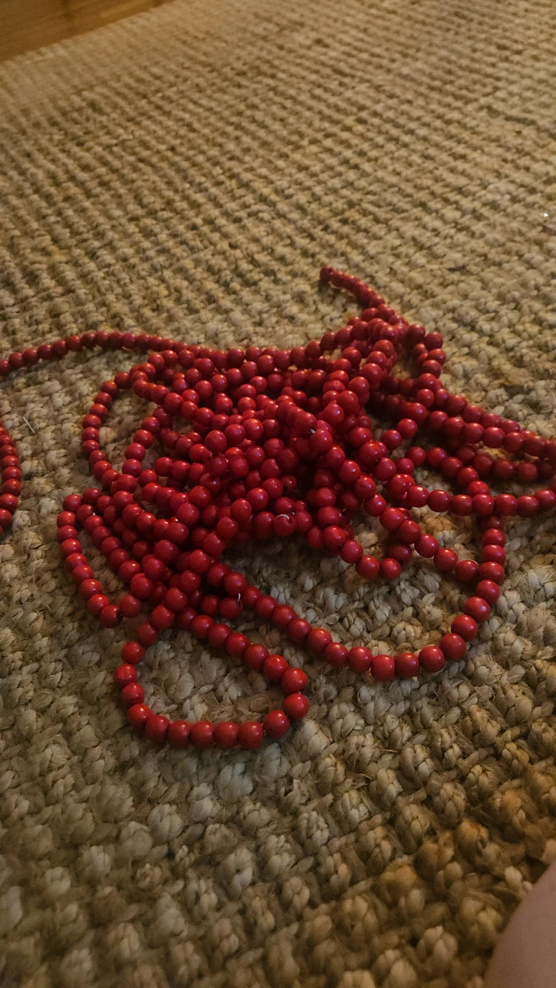 Red Wooden Bead Strand 3 x 107" L