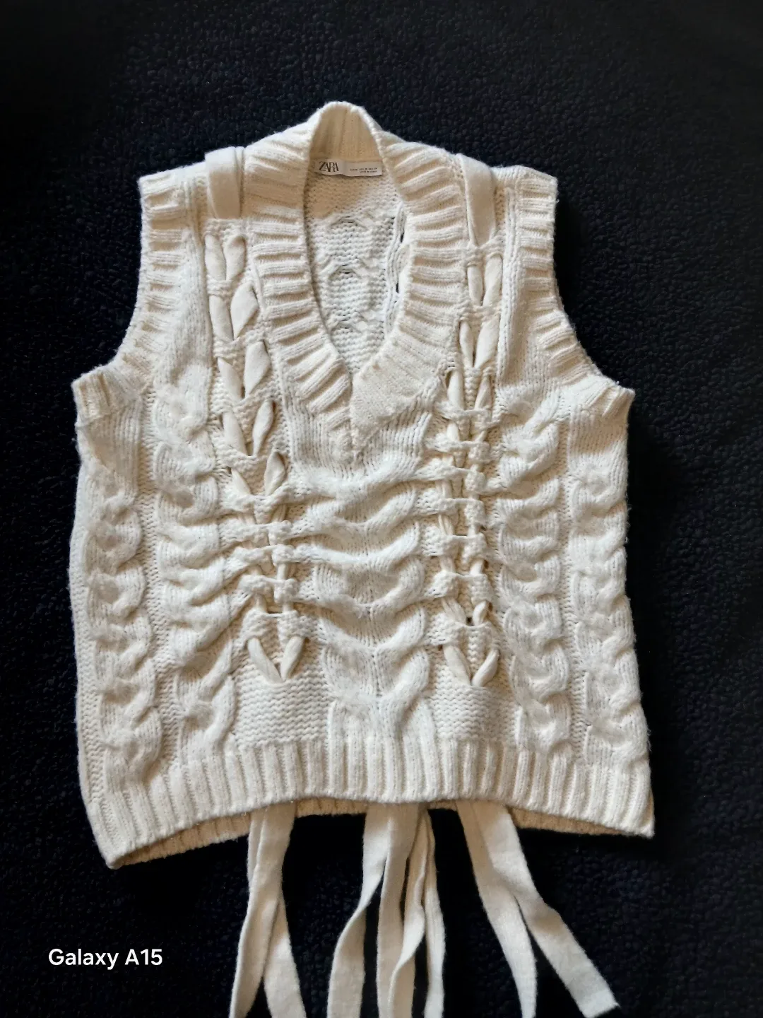 Zara Cream Cable Knit Vest - Size M