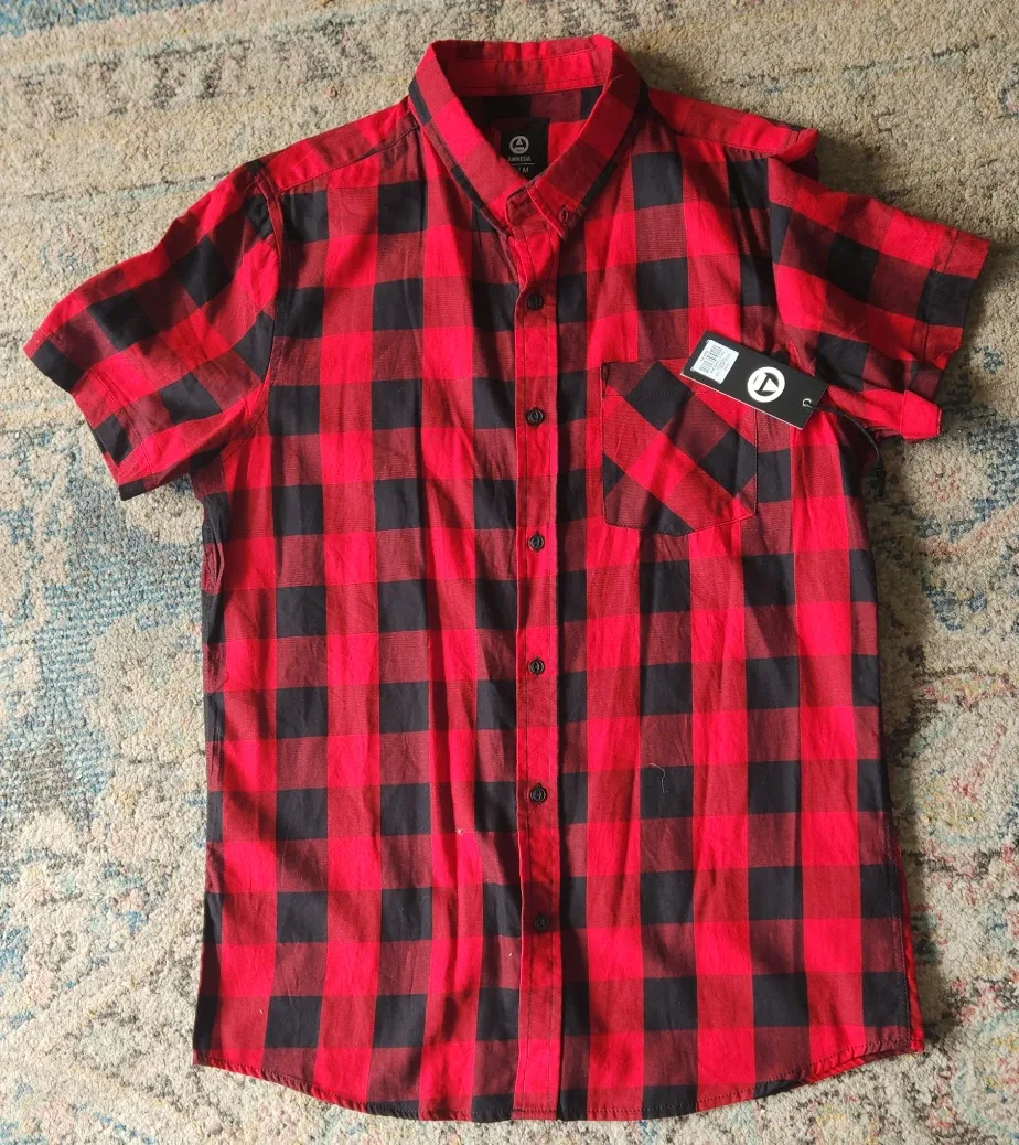 New Mens Plaid Short sleeve Shirt #cleanout