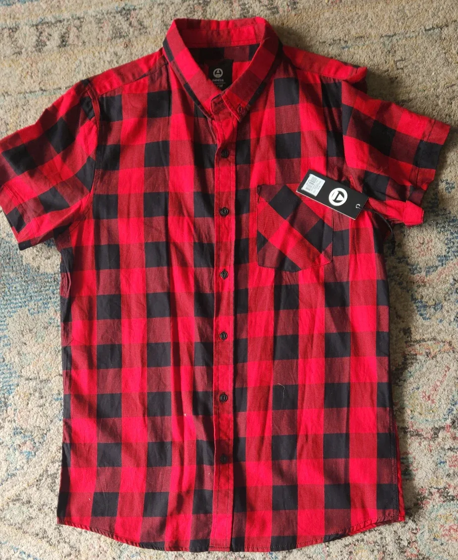 New Mens Plaid Short sleeve Shirt #cleanout image indicator(2)