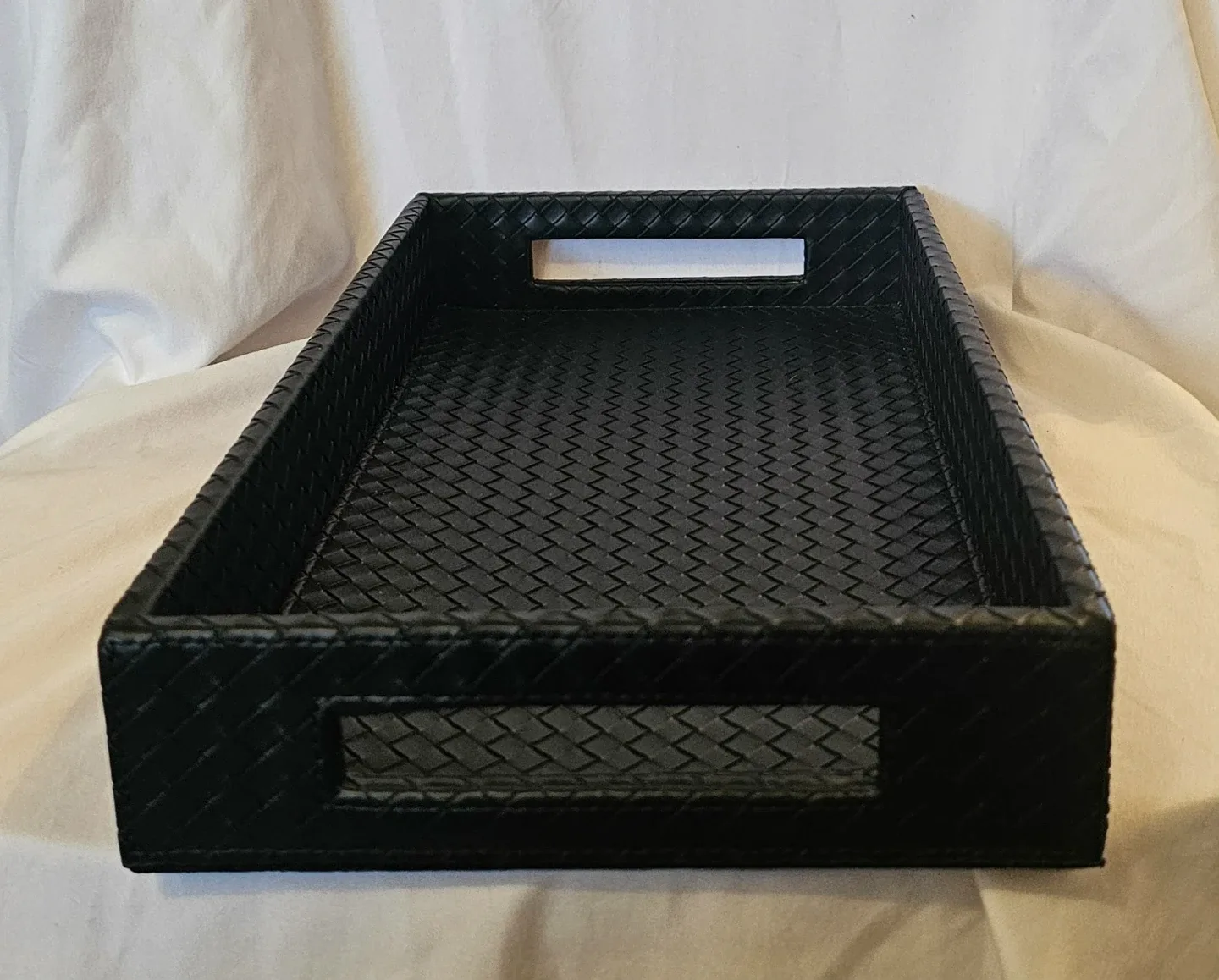 Black Urban Barn Large Fraser Faux Leather Tray image indicator(5)