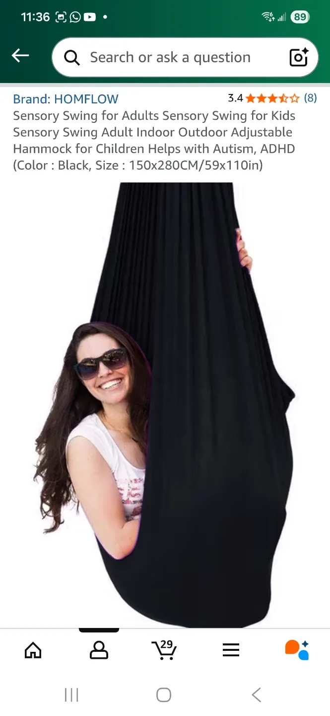 HOMFLOW Sensory Swing - Black, 150x280cm image indicator(3)