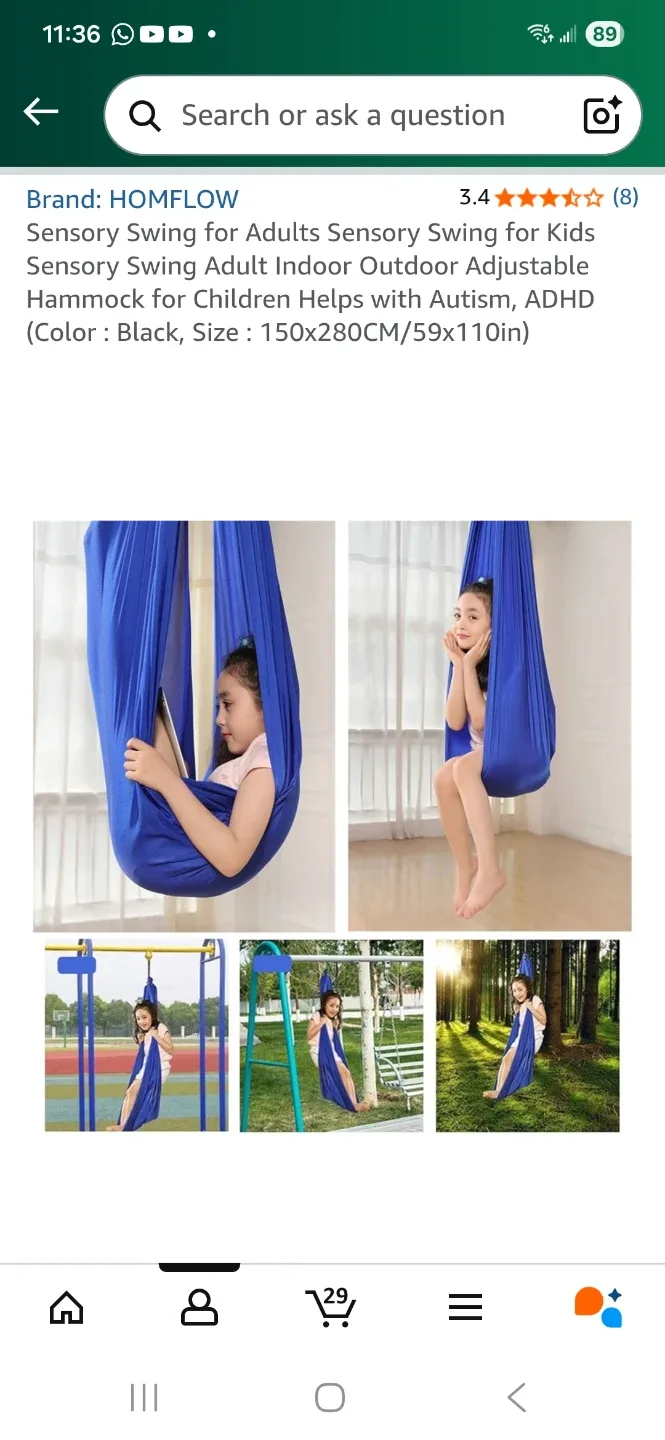 HOMFLOW Sensory Swing - Black, 150x280cm image indicator(4)