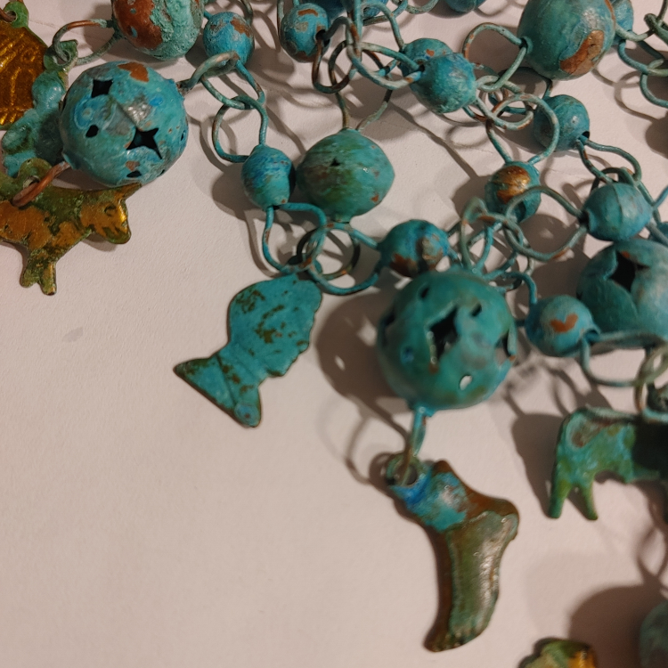 Vintage Verdigris Statement Necklace - Boho-Chic Figural Charms - photo 4