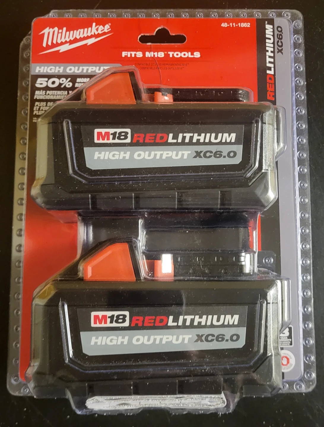 Milwaukee M18 REDLITHIUM HIGH OUTPUT XC6.0 Battery (2-Pack)