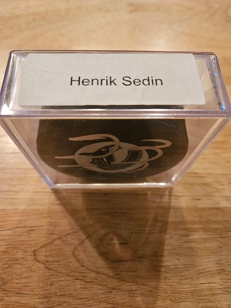 Henrik Sedin Signed NHL Hockey Puck