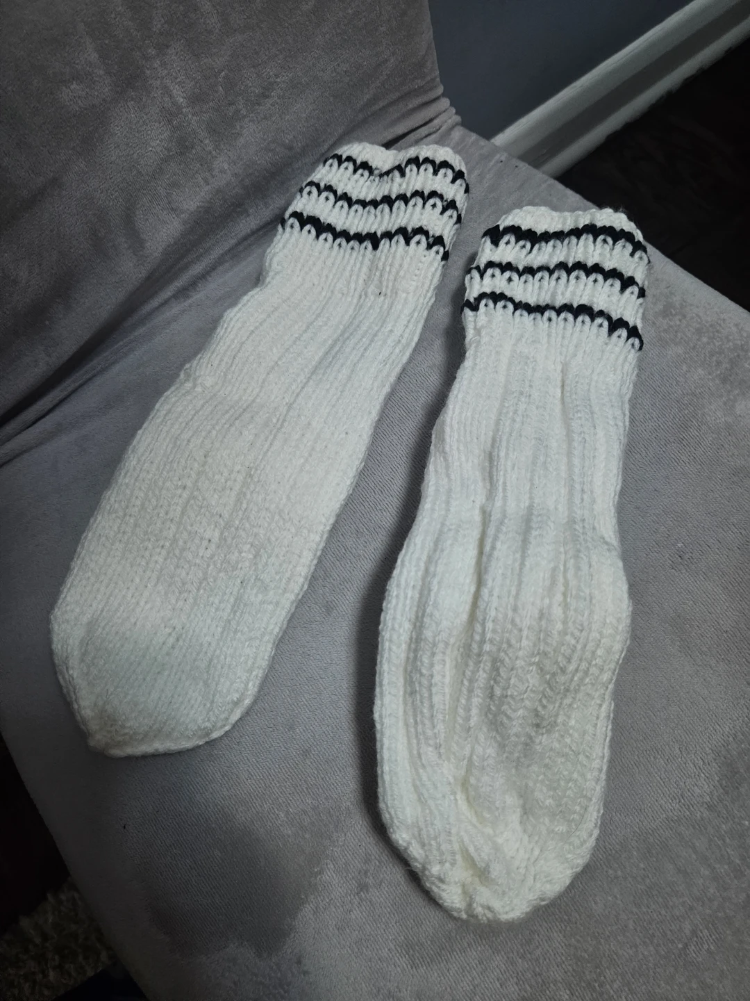 Hand-Knitted White Socks
