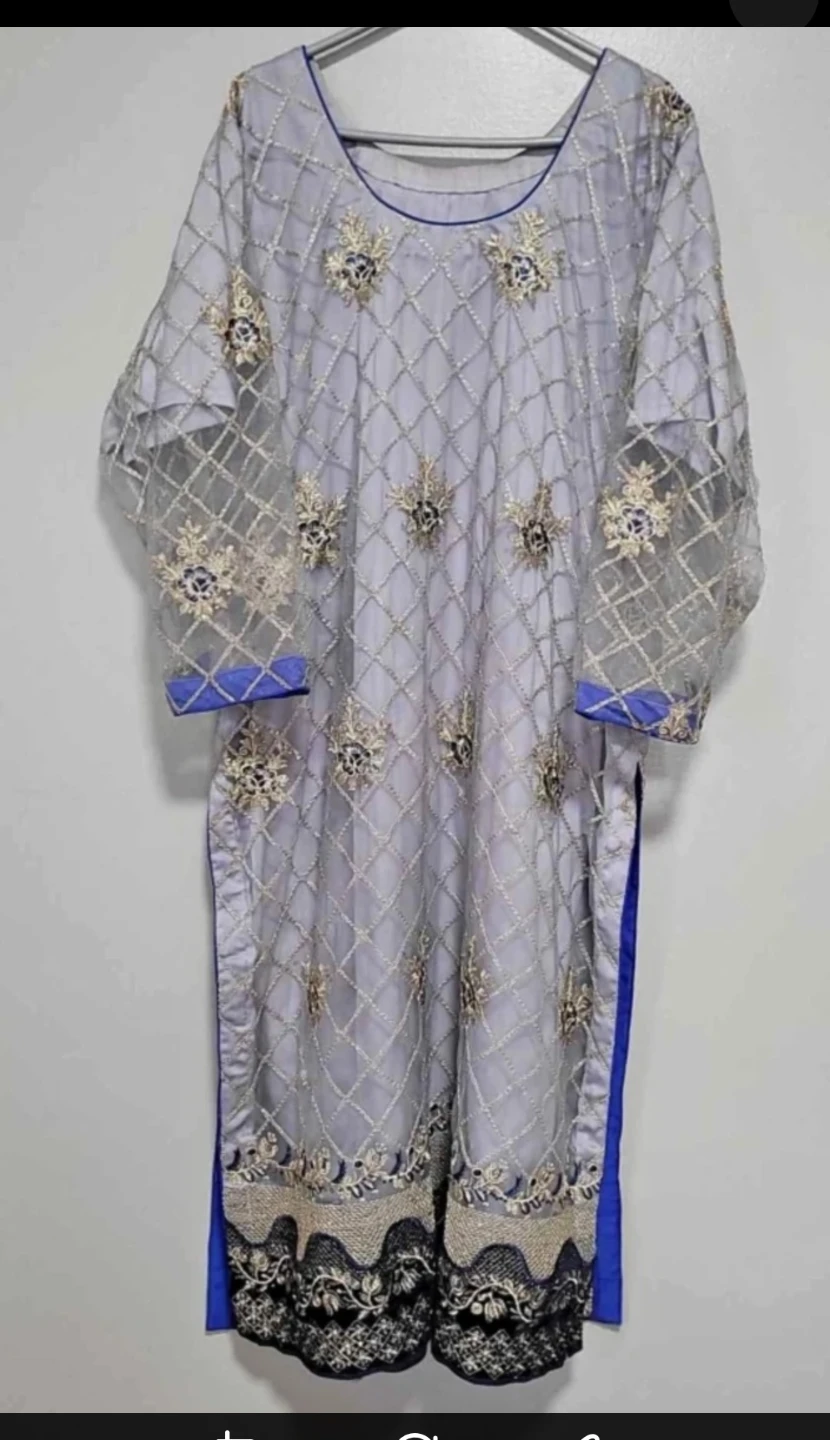 Grey Embroidered Dress with Dupatta - photo 2