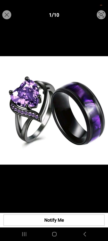 Purple Heart Ring Set