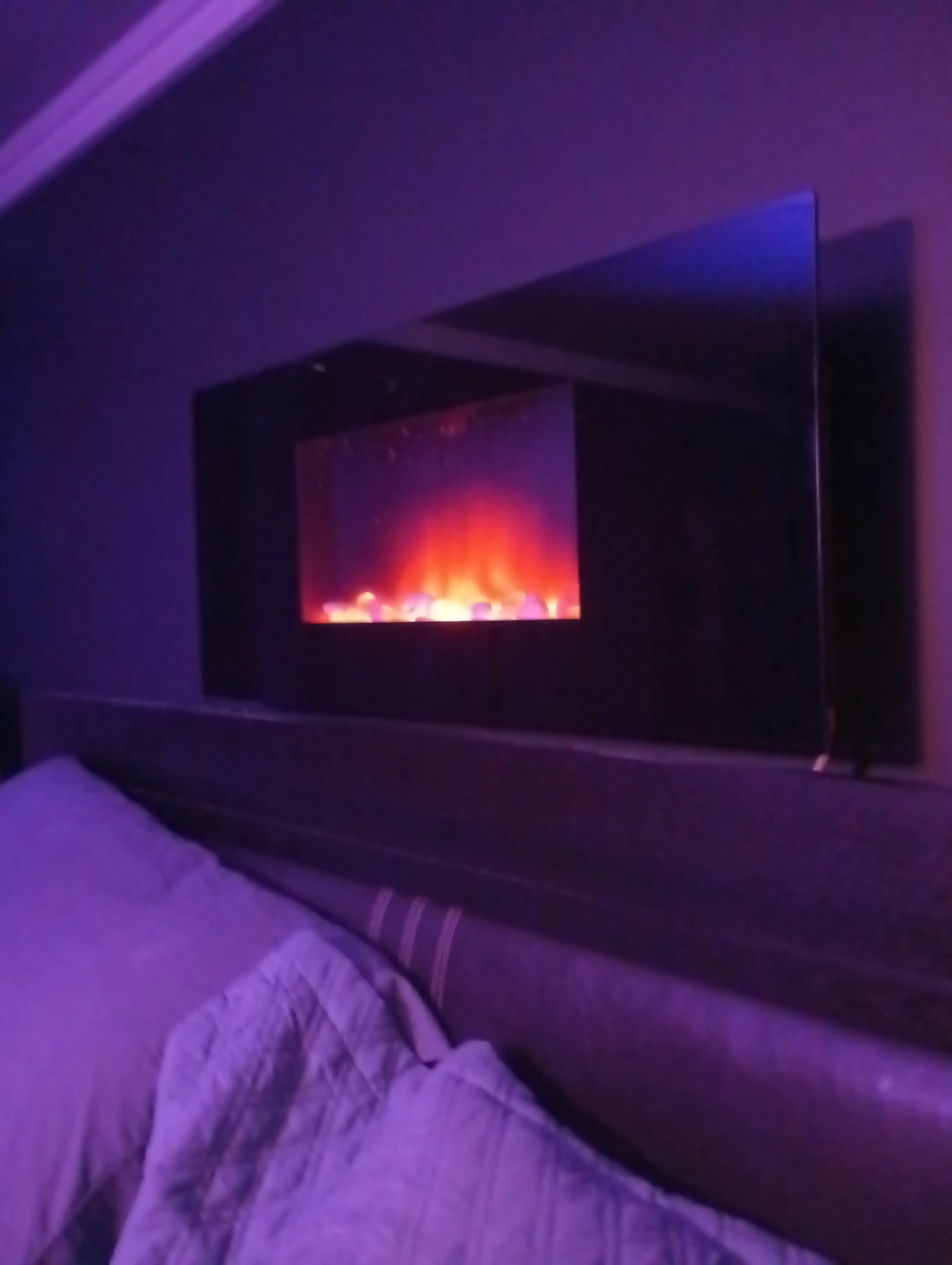 Electric wall fireplace with built in LED color backlight - photo 5