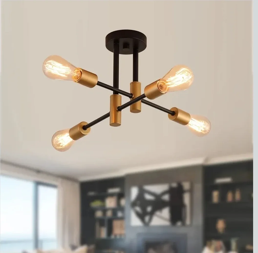Black and Gold Sputnik Chandelier image indicator(7)