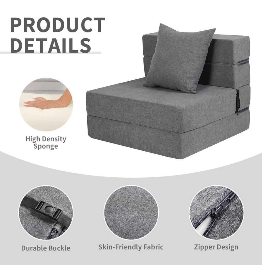 Grey Folding Foam Mattress Sofa Bed - photo 5
