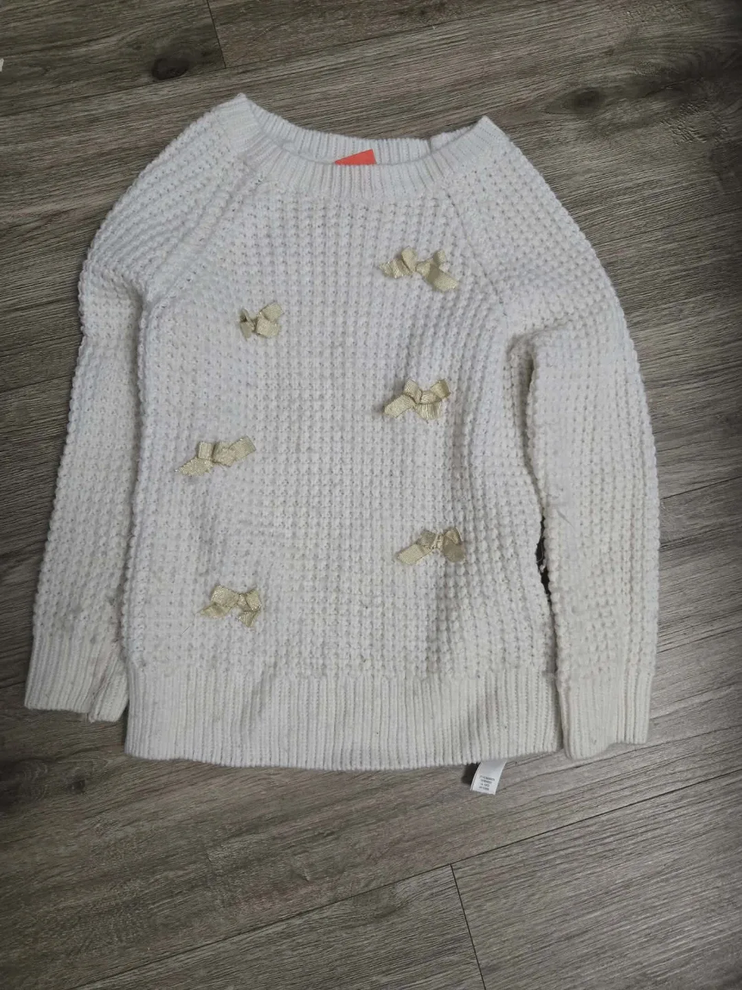 White Knit Sweater with Bows #cleanout