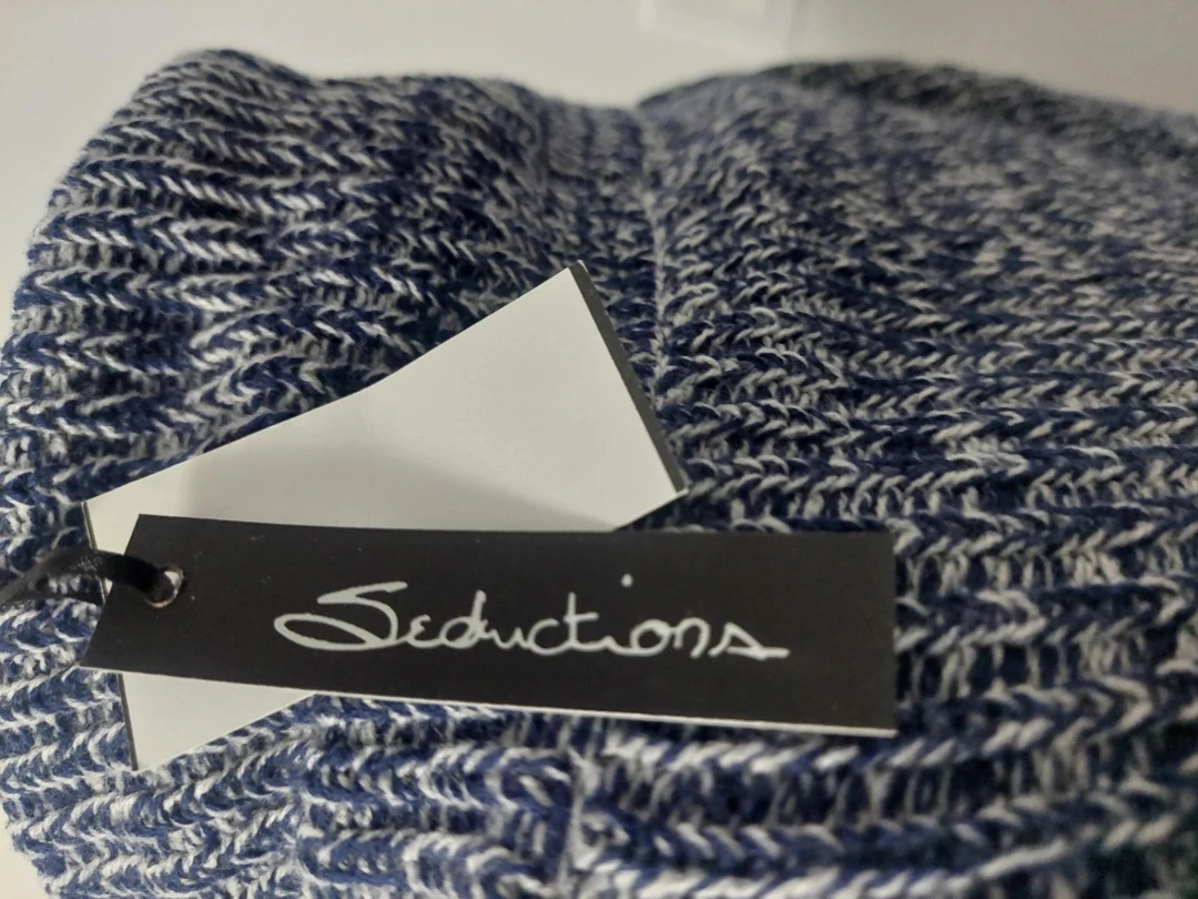 NEW - Seduction Blue & White Cowl Neck Sweater - Size M - photo 4