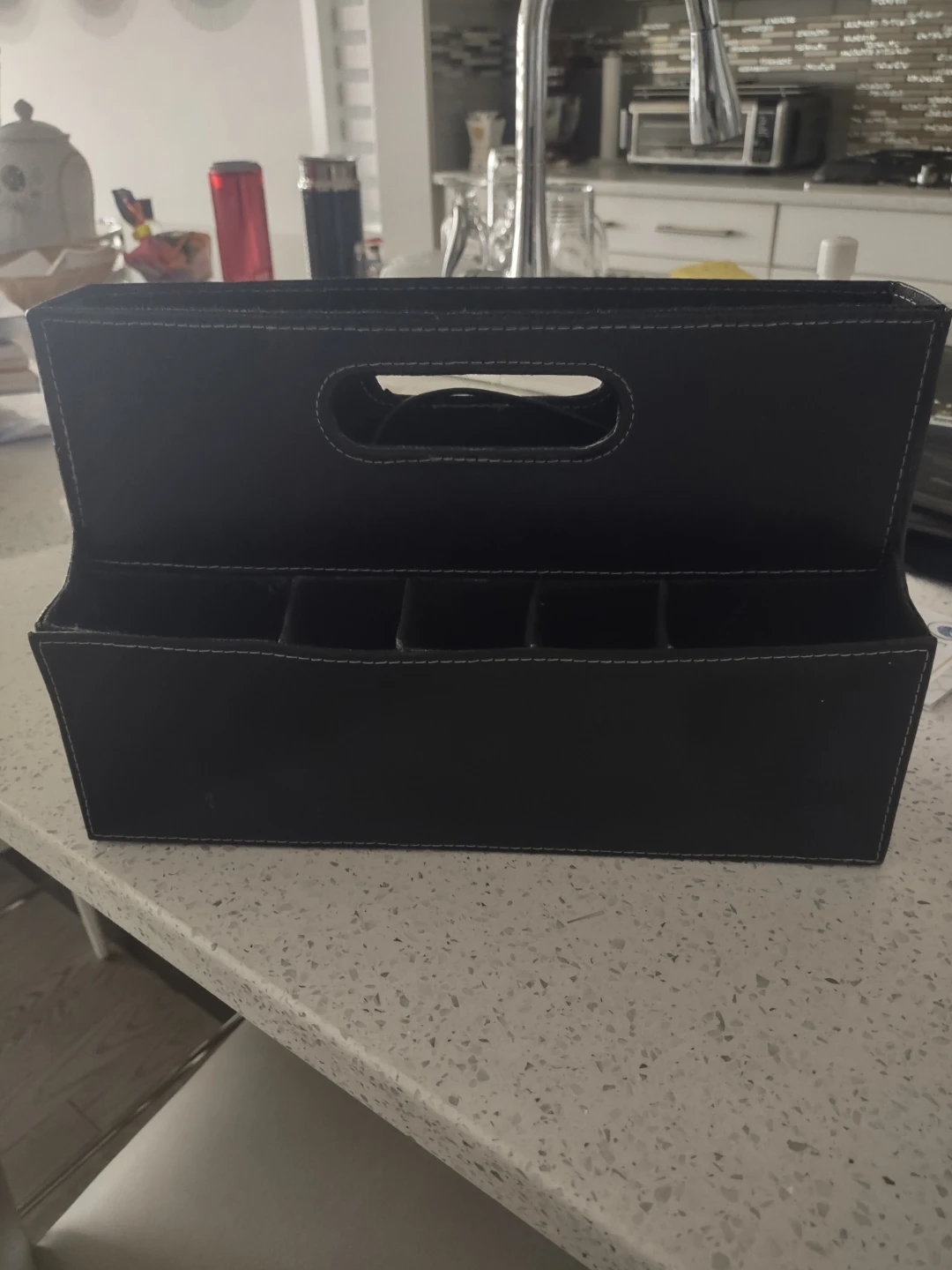 Black Faux Leather Storage Caddy