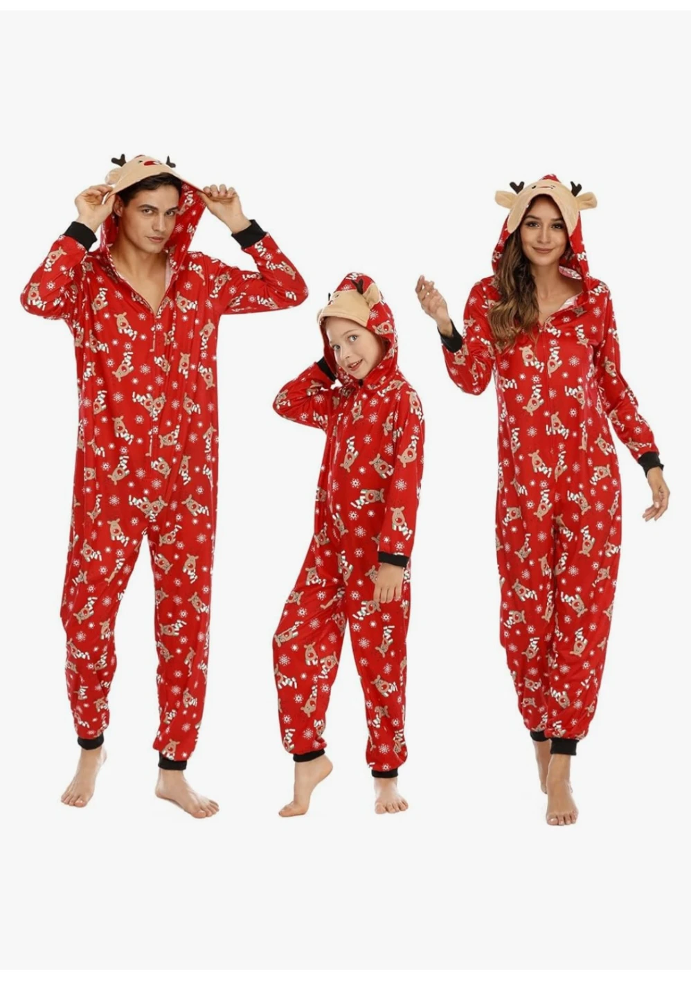 Brand New set of 3 Family Festive Pajamas Elk Prints