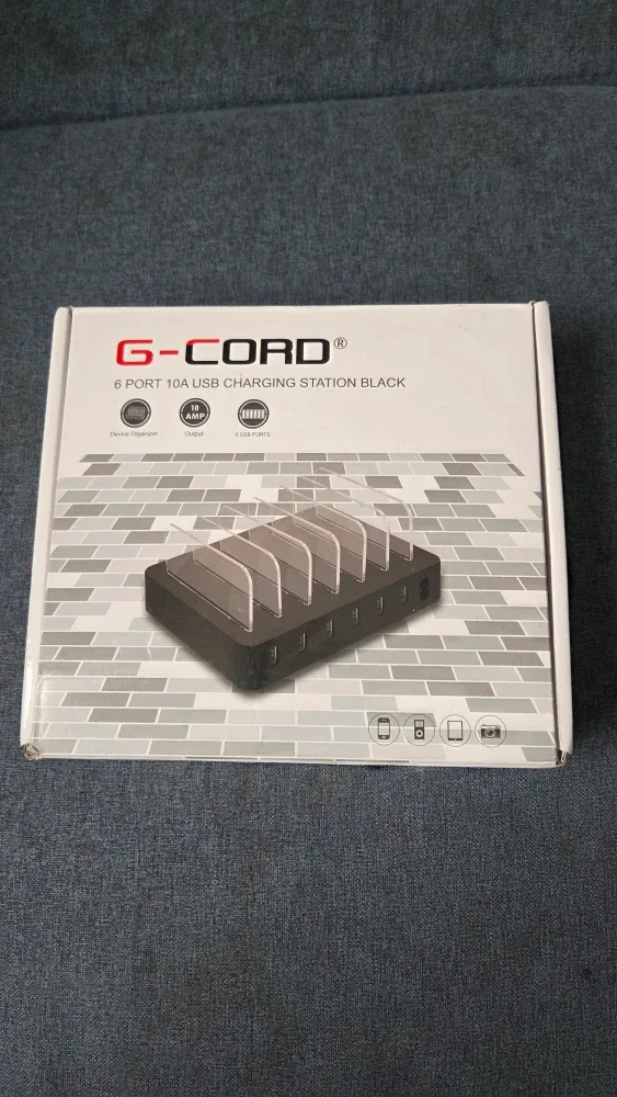 G-Cord 6 Port 10A USB Charging Station - Black