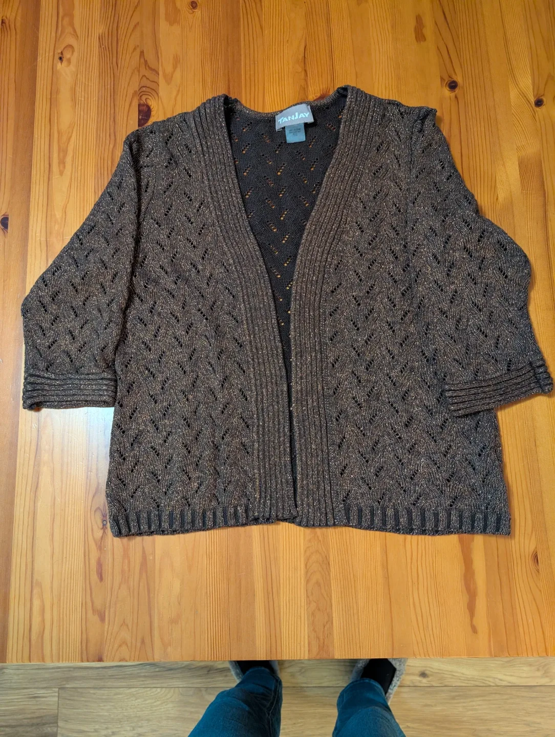 Tanjay Brown Metallic Cardigan - Size S