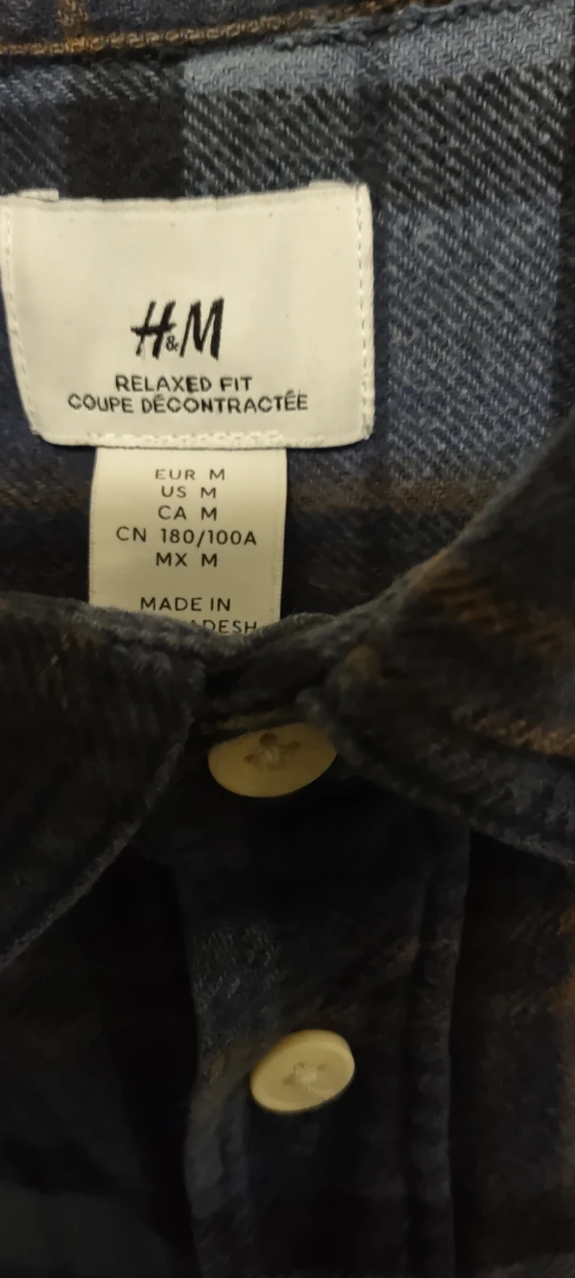 H&M Relaxed Fit Plaid Flannel Shirt - Size M - photo 3