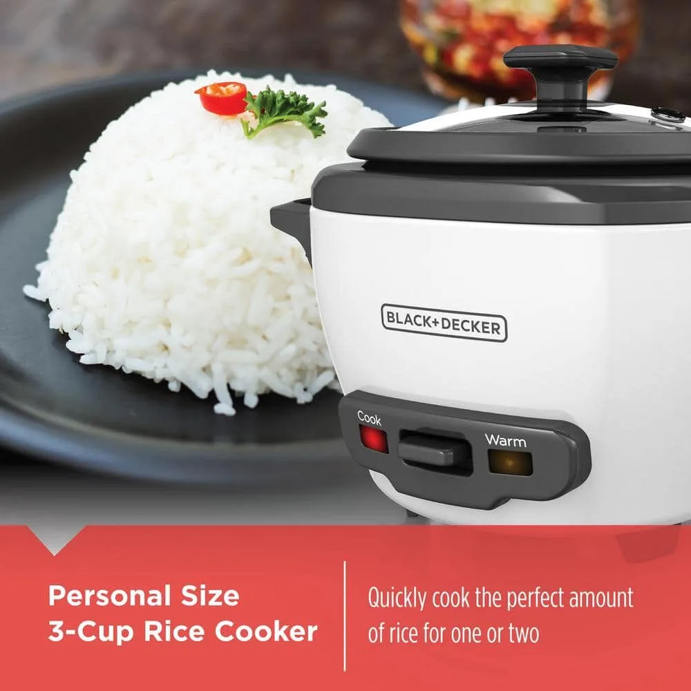 Black+Decker 3-Cup Rice Cooker - White image indicator(2)