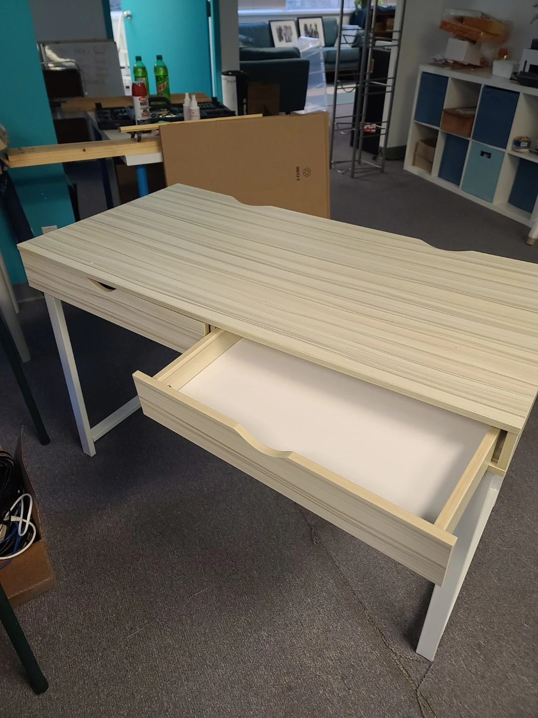 Wood and White Desk with Drawers - photo 2