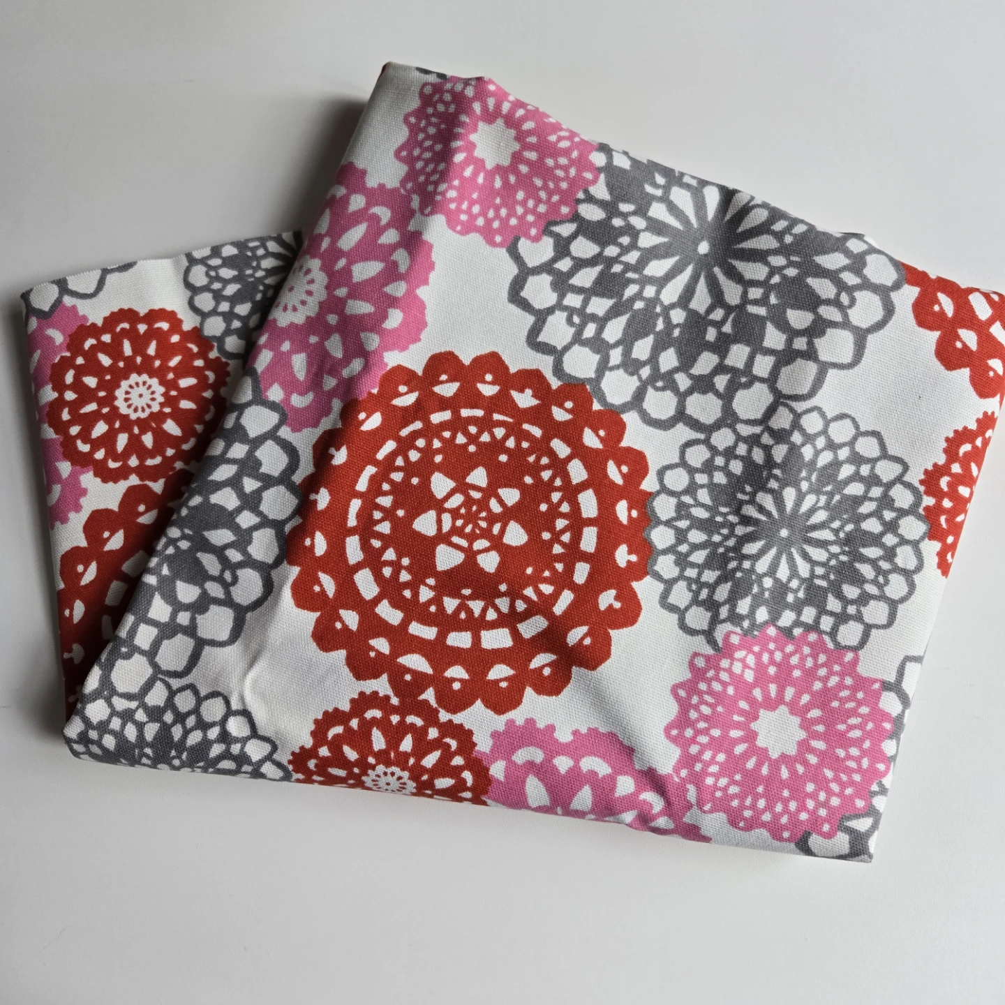 Floral Patterned Fabric - Red, Gray, Pink - photo 2