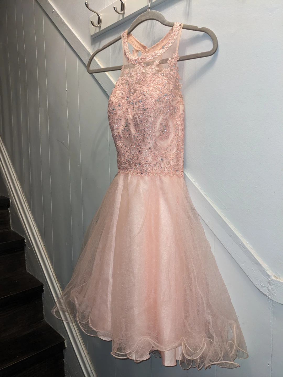Nox Anabel peach sparkly dress with rhinestones size medium - photo 3