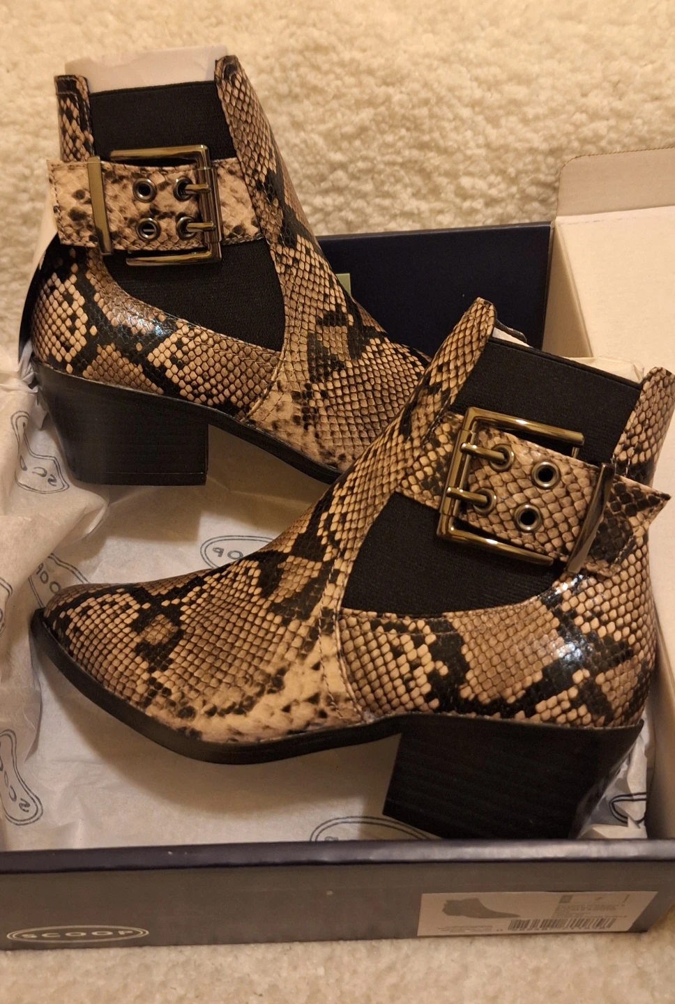 Scoop Snake Print Ankle Boots Size 7