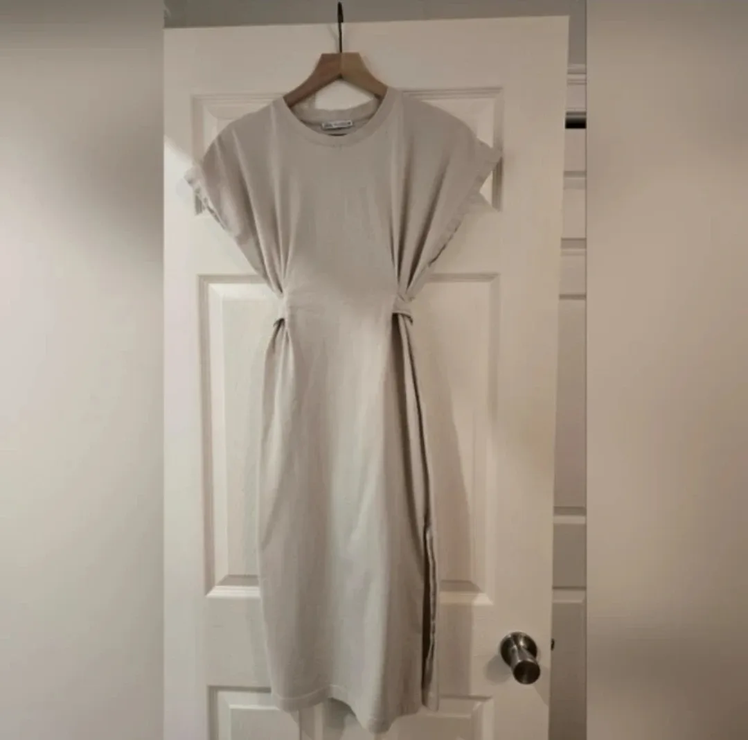 Zara Beige Belted Dress w/ Slit - Size S