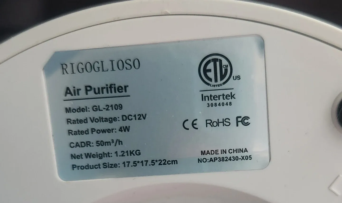 Rigoglioso Air Purifier GL-2109 image indicator(2)