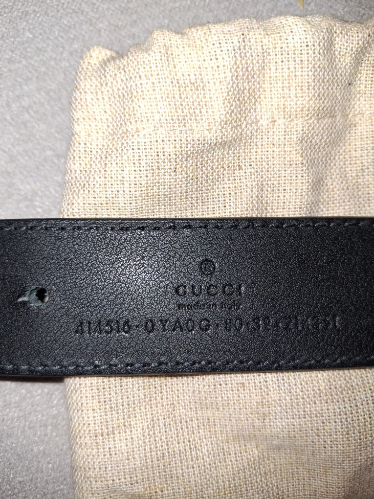 Gucci Leather Belt with Gold GG Buckle - Size 32 - photo 3