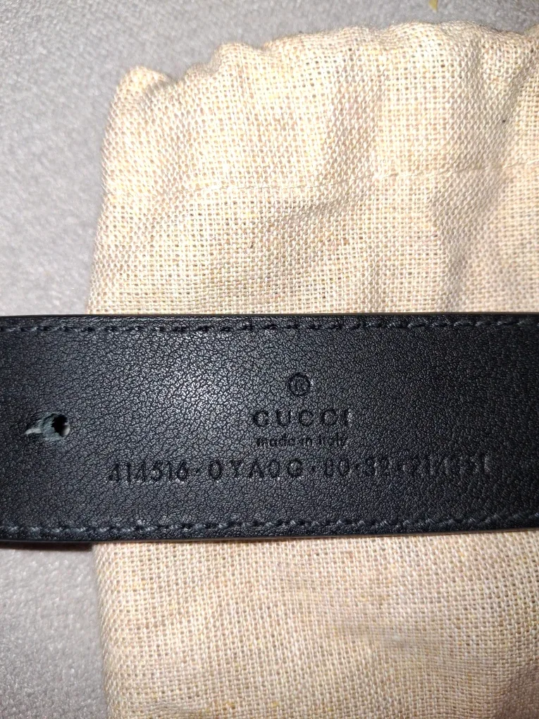 Gucci Leather Belt with Gold GG Buckle - Size 32 image indicator(3)