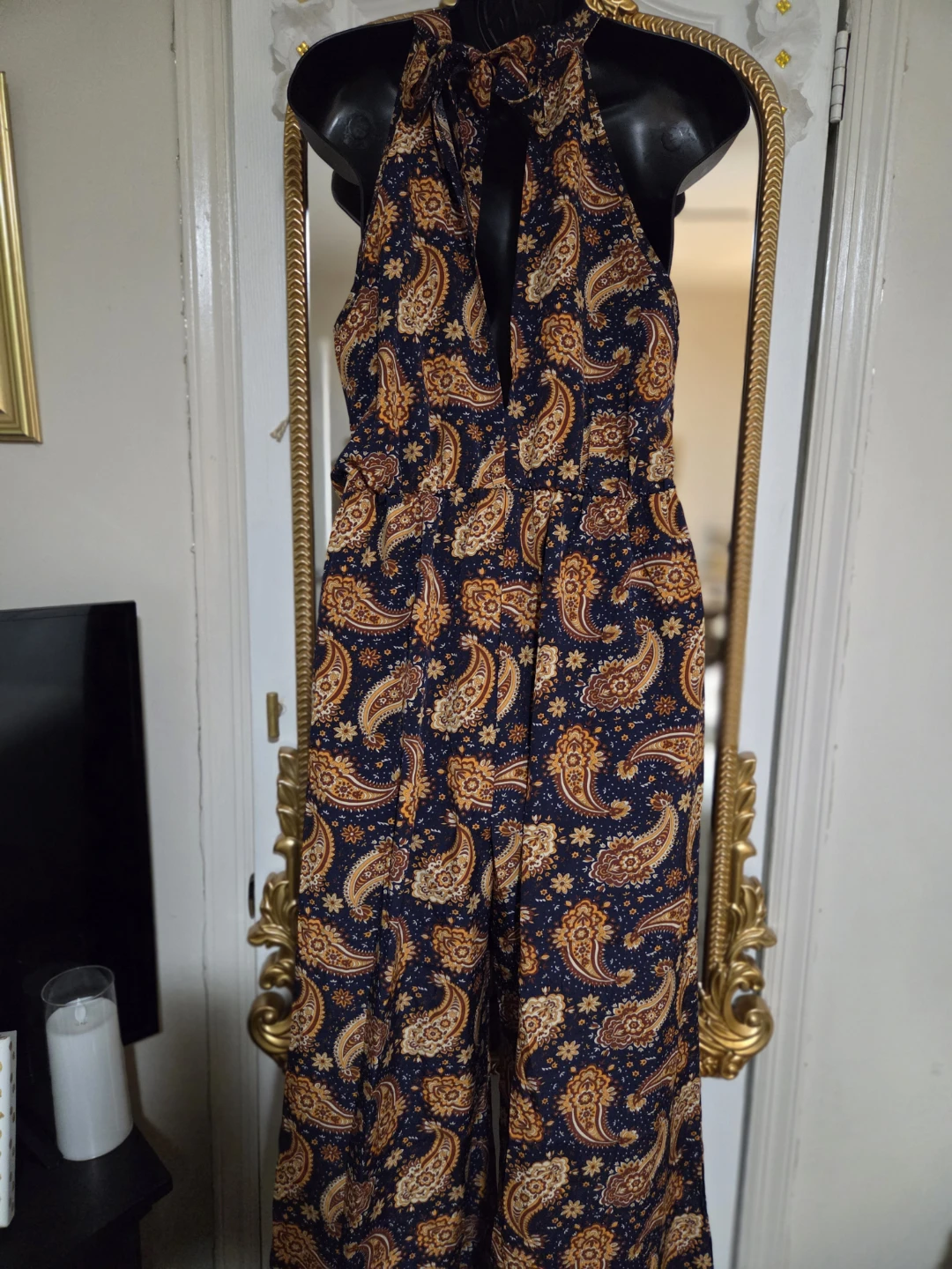 Paisley Print Halter Jumpsuit