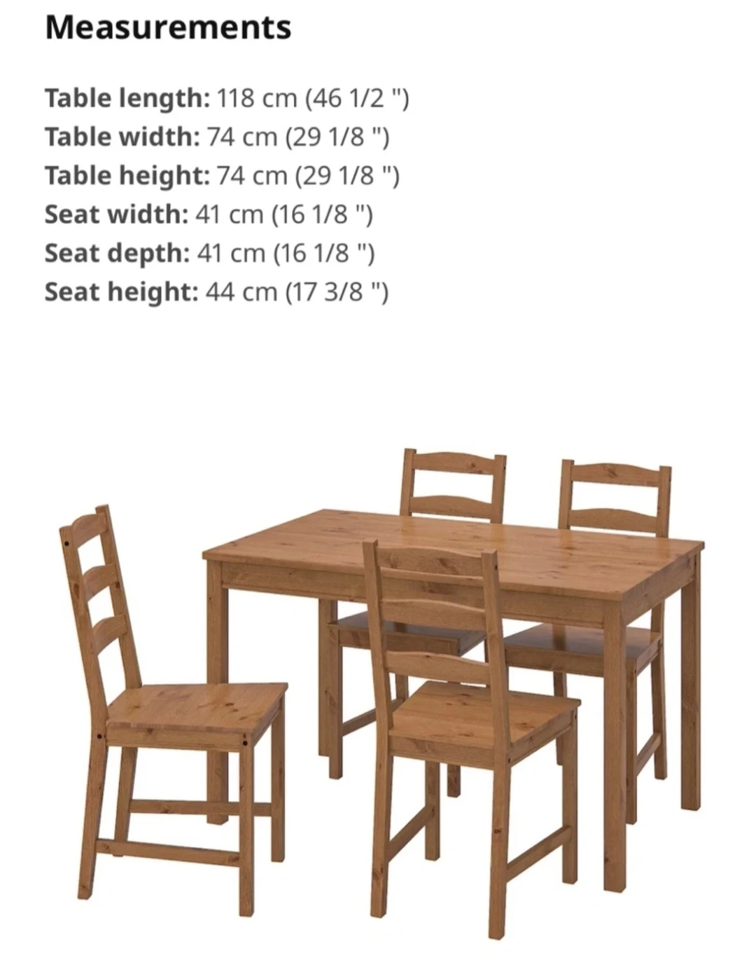 IKEA Solid Pine Dining Table & 4 Chairs - photo 2