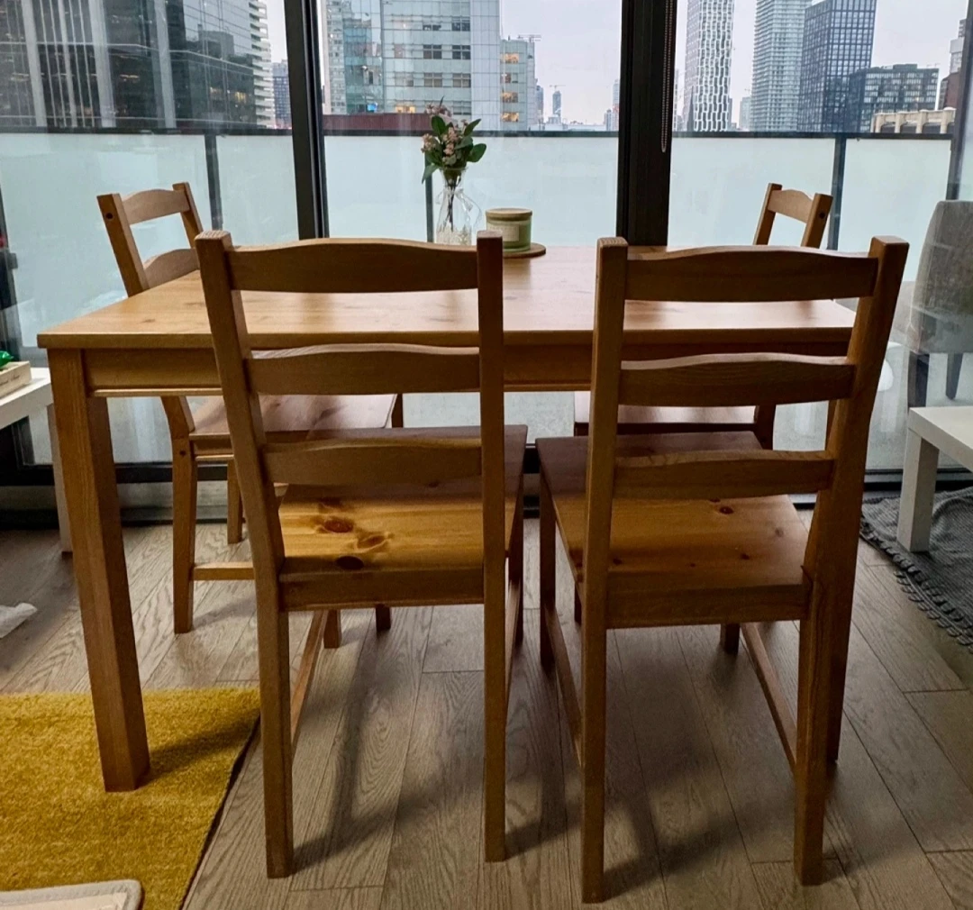 IKEA Solid Pine Dining Table & 4 Chairs - photo 3