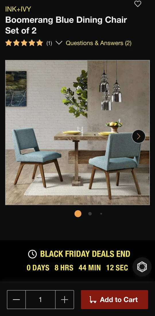 New INK+IVY Boomerang Blue Dining Chair Set of 4