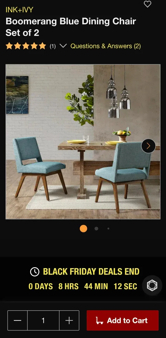 New INK+IVY Boomerang Blue Dining Chair Set of 4