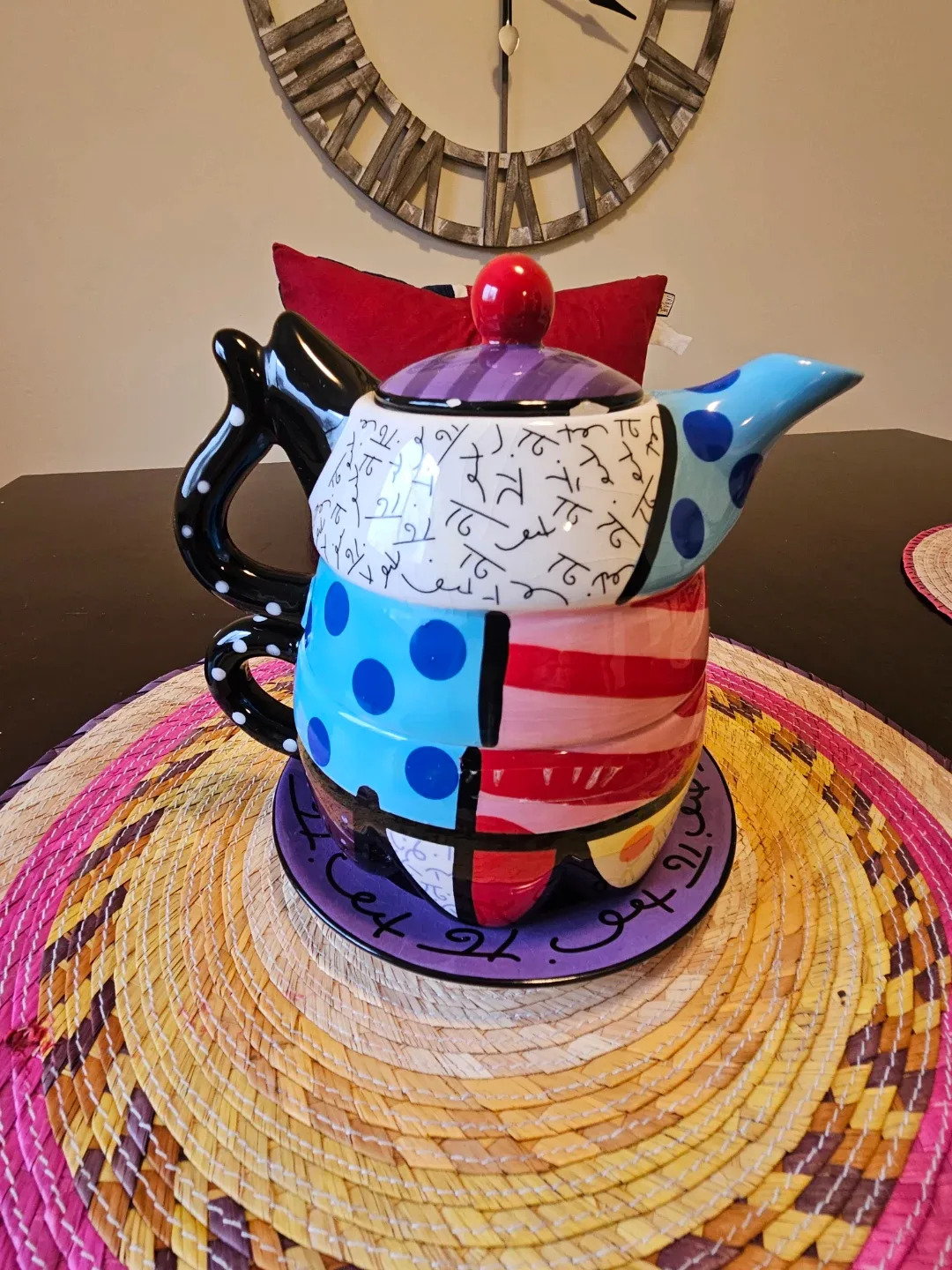 Romero Britto Teapot, Cup, and Saucer Set image indicator(2)