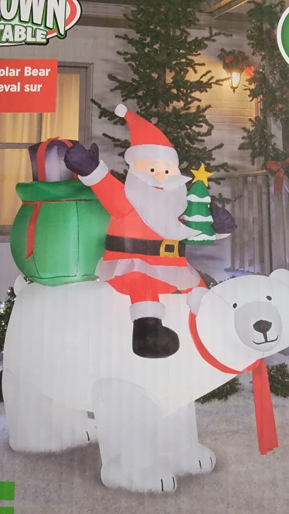 Airblown Inflatable Santa Riding Polar Bear - 6 ft