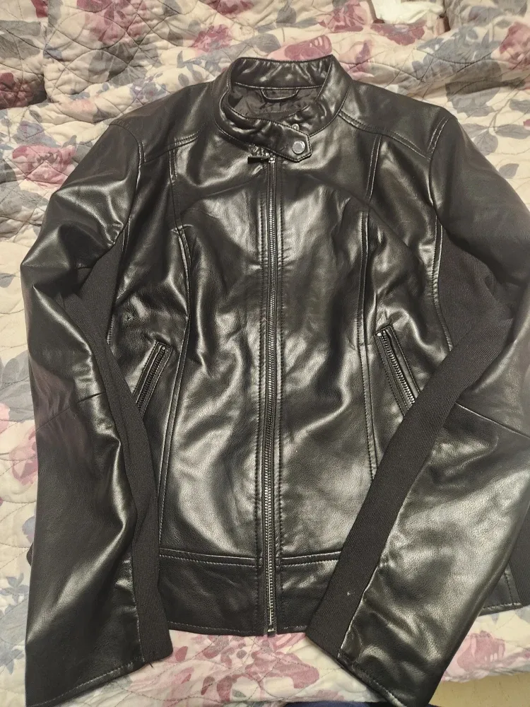 Kenneth Cole Black Faux Leather Jacket - Size L