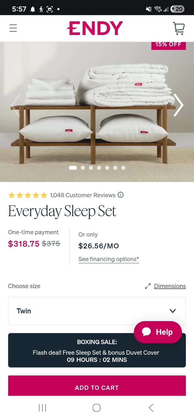 Endy Everyday Sleep Set - Twin Size - photo 3