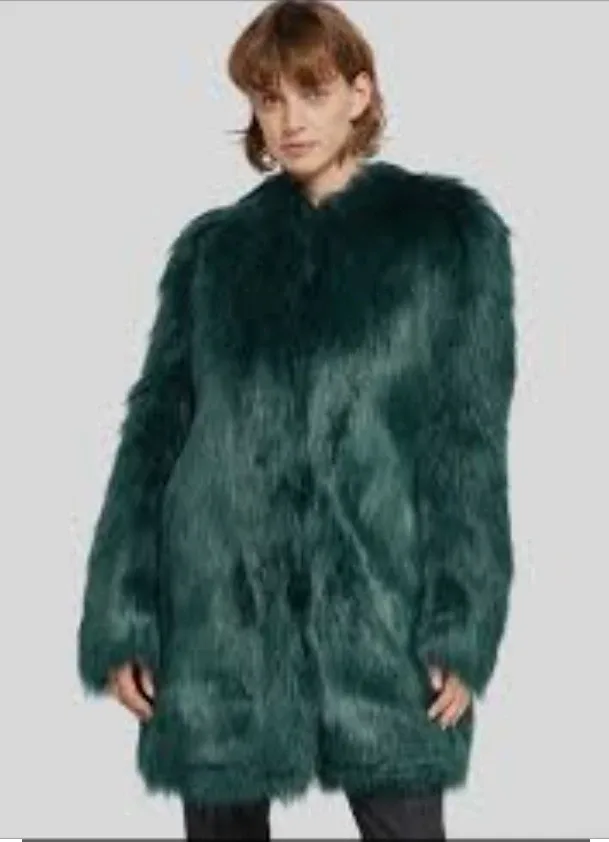 Wendy Williams Emerald Green Faux Fur Coat image indicator(3)