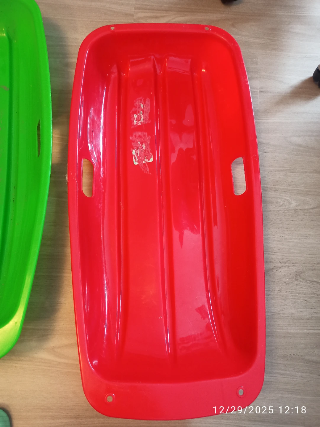 Red heavy duty Plastic Toboggan Sled