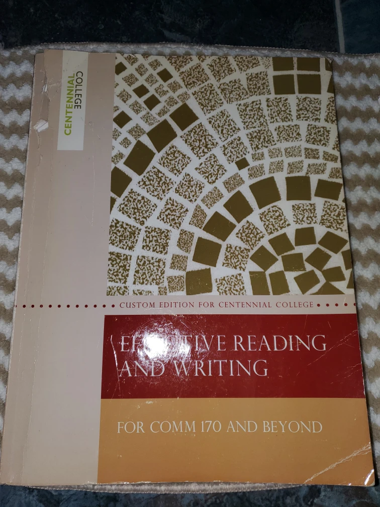 Effective Reading and Writing text for Comm 170