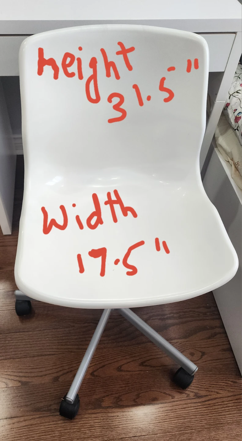 White Desk Chair - 31.5" Height, 17.5" Width