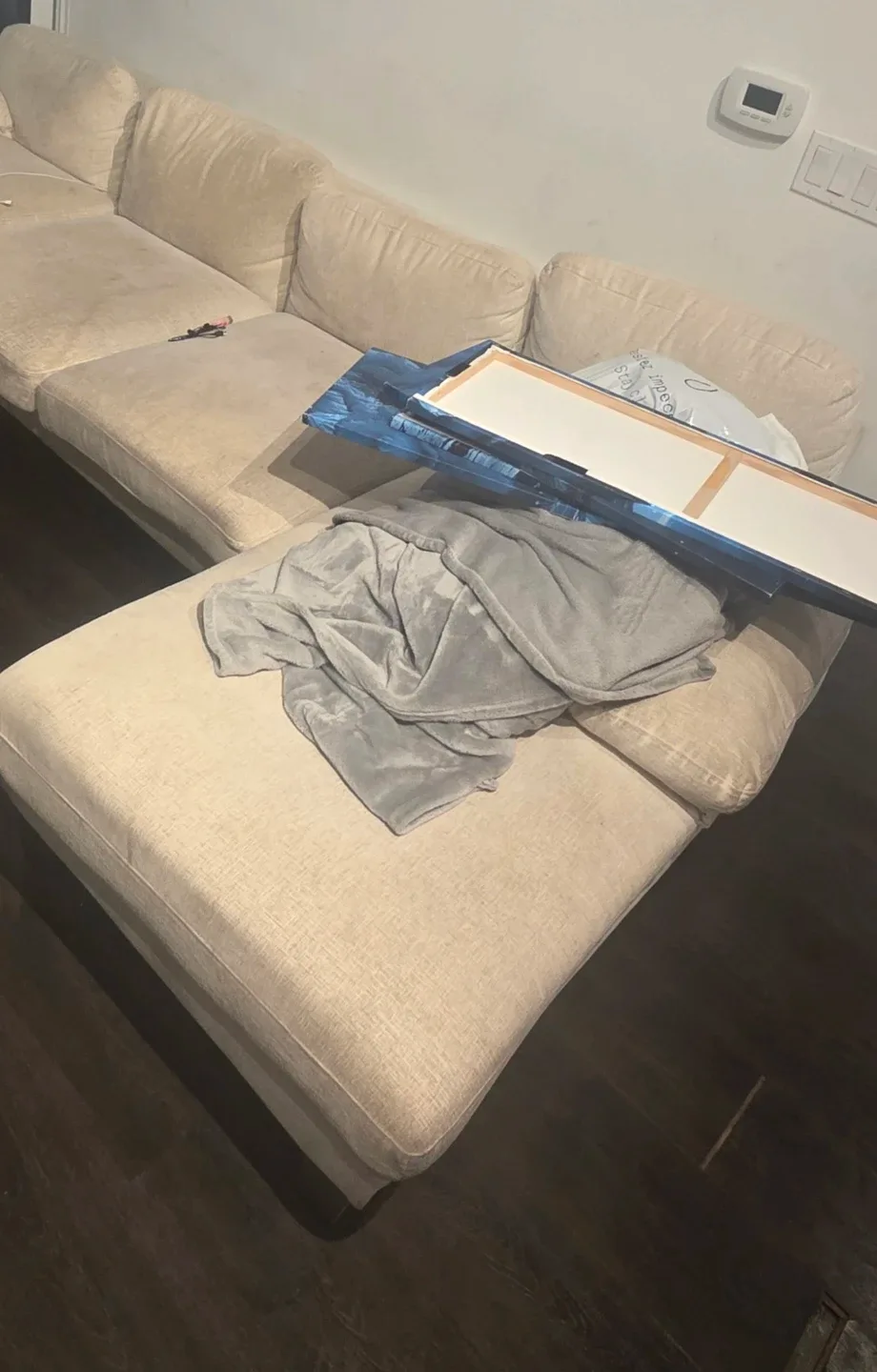 Beige Sectional Sofa with Ottoman - moving sale, obo