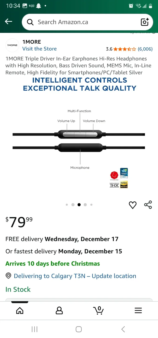 1MORE Triple Driver In-Ear Earphones Hi-Res Headphones with ... image indicator(4)