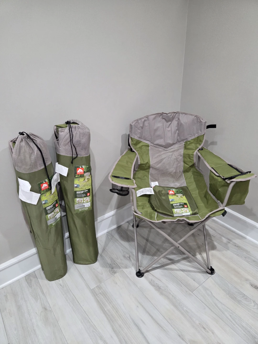Three Ozark Trail Oversized Mesh Cooler Chair - Green